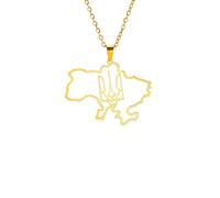 Hao Wu Xuan Symboles nationaux de l’Ukraine Carte collier en acier inoxydable Solidarité ukrainienne Orgueil Amulette Bijoux Cadeaux pour femmes