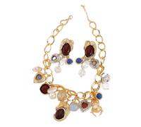 Hao Wu Xuan Tendance Vintage Cool Style Multicouche Empilé Pendentifs Géométriques Collier pour Femmes Vacances Fête Bijoux Cadeaux