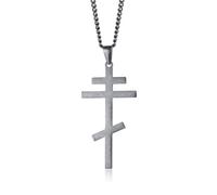 Hao Wu Xuan Vantage orthodoxe Croix Pendentif Hommes Collier Symbole chrétien en Acier Inoxydable Byzantine Croix Bijoux