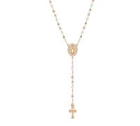 Hao Wu Xuan Vierge Marie/St Benoît Rosaire Collier de Perles pour Femmes, Notre-Dame de Guadalupe Jésus Croix Y Collier Bijoux