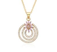 Hao Wu Xuan Vintage couleur or multicouche creux rond breloques collier zircon pour femmes mariage RAS de cou pendentif bricolage bijoux accessoires