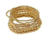 Hao Wu Xuan Vintage Fait à la Main Or Couleur Perles Bracelets Ensemble 7 pcs Stretch Femmes Bracelets Tendance Fshion Girls Party Boho Jewelry