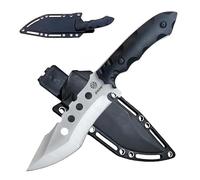HAOAI Outdoor Couteau de survie avec fourreau Kydex lame fixe en acier 5Cr13MoV monobloc Couteau d'extérieur forgé d'une seule pièce manche en APS Idéale Pour le Camping et la Survie en Jungle (Blanc)