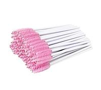Haobase Lot de 100 brosses à cils jetables pour mascara, sourcils et maquillage (blanc-rose)