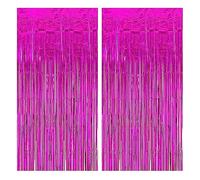 Haobase Lot de 2 rideaux à franges en feuille d'aluminium métallique pour décoration de fête, mariage, anniversaire, fête prénatale, remise de diplôme (rose)