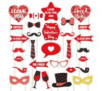 Haobase Lot de 30 accessoires de photomaton pour la Saint Valentin, panneaux de pose de selfies, fournitures de décoration de fête et de mariage