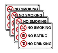 Haobase Lot de 4 autocollants en vinyle « No Smoking No Eating No Drinking » - 20,3 x 15,2 cm