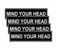 Haobase Lot de 4 panneaux de sécurité Mind Your Head - Autocollant en vinyle (20 cm x 5 cm)