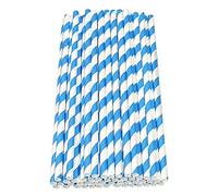 Haobase Lot de 50 pailles en papier biodégradables pour boire des cocktails, du café, des boissons froides (bleu)