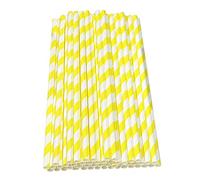 Haobase Lot de 50 pailles en papier biodégradables pour boire des cocktails, du café, des boissons froides (jaune)