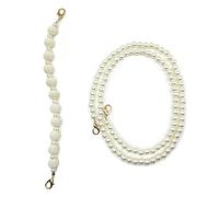 HAOBIN 2 PièCes Bandouliere pour Sac Perles ChaîNe Sac Remplacement 100 Cm Et 30 Cm Sangle De Sac Imitation Perle Peut êTre pour DéCorer des Portefeuilles des Sacs à Main Changer des ChaîNes De Sacs