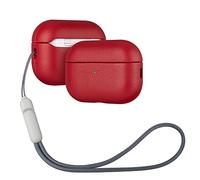 Haobobro Étui en Cuir de Chèvre pour AirPods Pro 2ᵉ Génération 2022 - Coque Protection Fabriquée à la Main - Rouge