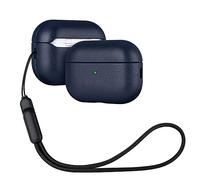 Haobobro Étui en Cuir de Chèvre pour AirPods Pro 2e Génération - Coque Protection Fabriquée à la Main - Bleu