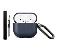 Haobobro Étui en Cuir pour AirPods 4 - Fabriqué à la Main - Coque AirPods 4 avec Réduction Active du Bruit - Mousqueton/Kit Nettoyage Inclus - Housse Cover Protection AirPods 4ème génération - Bleu