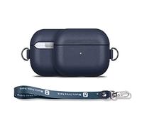 Haobobro Nappa Leather Case - Étui en Cuir pour AirPods 3 - Livré avec Une Dragonne et Porte-clés - Housse Coque AirPods 3 génération - Cover Protection AirPods 2021 - Bleu