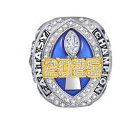 haobook Bague de Championnat de Football Fantasy 2025 avec boîtes en Bois Bagues de Champion FFL Vitrines de Souvenirs de la Ligue de Rugby Ornements de vitrine Cadeaux pour ami Fan,13#