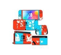 HAOBUY Autocollant Sticker Skin de Protection pour Nintendo Switch OLED Pokémon(Rouge Bleu)