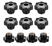 HaoChen 10 Pcs M10 Boutons de Serrage de Filetage, Forme d'Étoile Tête Écrous De Serrage Bouton, Femelle de Filetage Bouton de Poignée pour Machine Outil - Noir