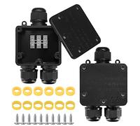 HaoChen 2 Pièces Boîte de Jonction étanche IP68, Boite de Derivation Etanche Exterieur, Boîtier de Connecteur de Câble 3 Voies Connexions pour Câble Ø4mm-14mm
