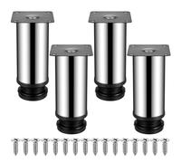 HaoChen 4 Pièces Pieds de Meubles Réglables, Pied de Table Reglable Hauteur Métal, Pieds Meuble Cuisine, Pieds de Meubles Armoires éTagèRes Table Acier Inoxydable, avec Vis - 50 * 120 mm