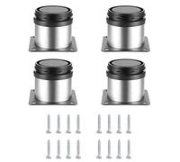 HaoChen 4 Pièces Pieds de Meubles Réglables, Pied de Table Reglable Hauteur Métal, Pieds Meuble Cuisine, Pieds de Meubles Armoires éTagèRes Table Acier Inoxydable, avec Vis (50X50MM, Argent)