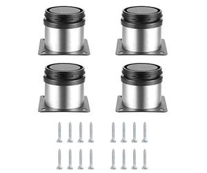 HaoChen 4 Pièces Pieds de Meubles Réglables, Pied de Table Reglable Hauteur Métal, Pieds Meuble Cuisine, Pieds de Meubles Armoires éTagèRes Table Acier Inoxydable, avec Vis (50X50MM, Argent)