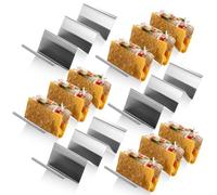 HaoChen 6 Pcs Support Tacos en Forme de Vague, Supports à Tacos avec Poignées, Support à Tortillas en Acier Inoxydable, pour Hot-Dogs Taco Sandwichs Crêpes