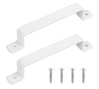 HaoChen Poignées de porte en fonte vintage robustes, lot de 2, Blanc, idéal pour extérieur, garage, armoire et intérieur (160X220MM)