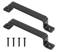 HaoChen Poignées de porte en fonte vintage robustes, lot de 2, noir, idéal pour extérieur, garage, armoire et intérieur (160X220MM)