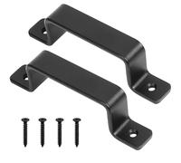 HaoChen Poignées de porte en fonte vintage robustes, lot de 2, noir, idéal pour extérieur, garage, armoire et intérieur (100X160MM)