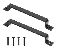 HaoChen Poignées de porte en fonte vintage robustes, lot de 2, noir, idéal pour extérieur, garage, armoire et intérieur (230X290MM)