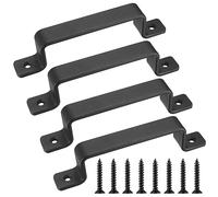 HaoChen Poignées de porte en fonte vintage robustes, lot de 4, noir, idéal pour extérieur, garage, armoire et intérieur