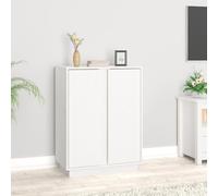 HaoChrymec Buffet Blanc avec 2 Portes et 3 tiroirs, Meuble de Rangement en pin Massif, Buffet Salle à Manger, Commode Cuisine, bahut Salon, 60 x 35 x 80 cm