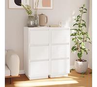 HaoChrymec Buffet Blanc avec 2 Portes, Meuble de Rangement en Pin Massif, Buffet Salle à Manger, Bahut Salon, Commode Cuisine, 32 x 34 x 75 cm