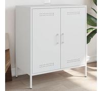 HaoChrymec Buffet Blanc avec Structure en Acier, Meuble de Rangement Multifonction, Buffet Salle à Manger, Commode Cuisine, bahut Salon, 68 x 39 x 79 cm, Blanc