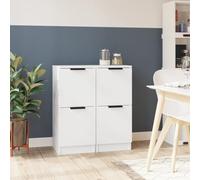 HaoChrymec Buffet Blanc en Bois d'ingénierie, Meuble de Rangement avec 2 Portes, Commode Cuisine, Buffet Salle à Manger, bahut Salon, 30 x 30 x 70 cm (Chaque pièce)