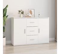 HaoChrymec Buffet Blanc en Bois d'ingénierie, Meuble de Rangement avec 2 Portes et 3 tiroirs, Commode Cuisine, Buffet Salle à Manger, bahut Salon, 91 x 29.5 x 65 cm