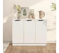 HaoChrymec Buffet Blanc en Bois d'ingénierie, Meuble de Rangement avec 3 Portes, Commode Cuisine, Buffet Salle à Manger, bahut Salon, 90,5 x 30 x 70 cm