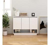 HaoChrymec Buffet Blanc en Bois, Meuble de Rangement avec 3 Portes, Buffet Salle à Manger Moderne, Commode Cuisine, bahut Salon, Meuble pour Chambre, 97 x 31 x 75 cm, Blanc