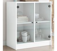 HaoChrymec Buffet Haut avec Porte vitrée, Meuble de Rangement Moderne, bahut Salon avec étagères, Commode Cuisine, Buffet Salle à Manger, Blanc, 68 x 37 x 75,5 cm