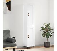 HaoChrymec Buffet Haut Blanc Brillant en Bois Composite, Meuble de Rangement avec Portes, Meuble Cuisine Rangement, vaisselier Salle à Manger, Armoire de Cuisine, 34.5 x 34 x 180 cm, Blanc