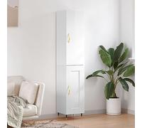 HaoChrymec Buffet Haut Blanc Brillant en Bois Composite, Meuble de Rangement avec Portes, vaisselier Salle à Manger, Armoire de Cuisine, 34.5 x 34 x 180 cm, Blanc