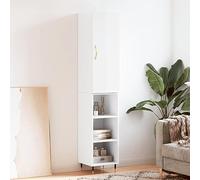 HaoChrymec Buffet Haut Blanc Brillant en Bois Composite, Meuble de Rangement Moderne, vaisselier Salle à Manger, Armoire de Cuisine, Meuble Cuisine Rangement, 34.5 x 34 x 180 cm, Blanc