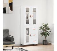 HaoChrymec Buffet Haut Blanc en Bois Composite, Meuble de Rangement avec Portes, Meuble Cuisine Rangement, vaisselier Salle à Manger, Armoire de Cuisine, 69.5 x 34 x 180 cm, Blanc