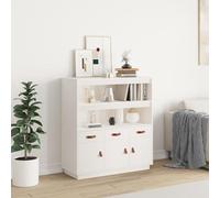 HaoChrymec Buffet Haut en pin Massif, Meuble de Rangement, vaisselier Salle à Manger, Armoire de Cuisine, Meuble Cuisine Rangement, 100 x 40 x 108.5 cm, Blanc