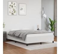 HaoChrymec Cadre de Lit 140x190 cm, Simili Cuir Blanc, Bed Frame avec Support en Contreplaqué, Structure Stable, pour Chambre Adulte, Deux Places, Blanc, 193 x 143 x 35 cm