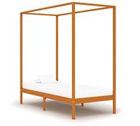 HaoChrymec Cadre de Lit à Baldaquin, Pin Massif Brun Miel, Structure Canopée Élégante, Bed Frame Robust avec Latte Renforcée, pour Chambre Adulte et Lit Enfant, 90 x 200 cm