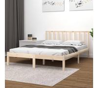 HaoChrymec Cadre de Lit Adulte, en Pin Massif Naturel, Design Intemporel avec Tête de Lit, Lit Deux Places Robust et Stable, pour Chambre à Coucher, 200 x 200 cm