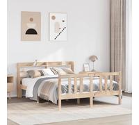 HaoChrymec Cadre de Lit avec Tête de Lit, Pin Massif Naturel, Structure Renforcée avec Latte, Lit Une Place, Cadre de Lit avec Étagères, pour Chambre Adulte ou Enfant, 135 x 190 cm