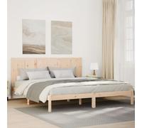 HaoChrymec Cadre de Lit, Bois Massif Pin Naturel, Tête de Lit Intégrée et Espace Rangement, Bed Frame Extra Long, pour Chambre à Coucher Master, Adulte et Deux Places, 225.5 x 205.5 x 100 cm